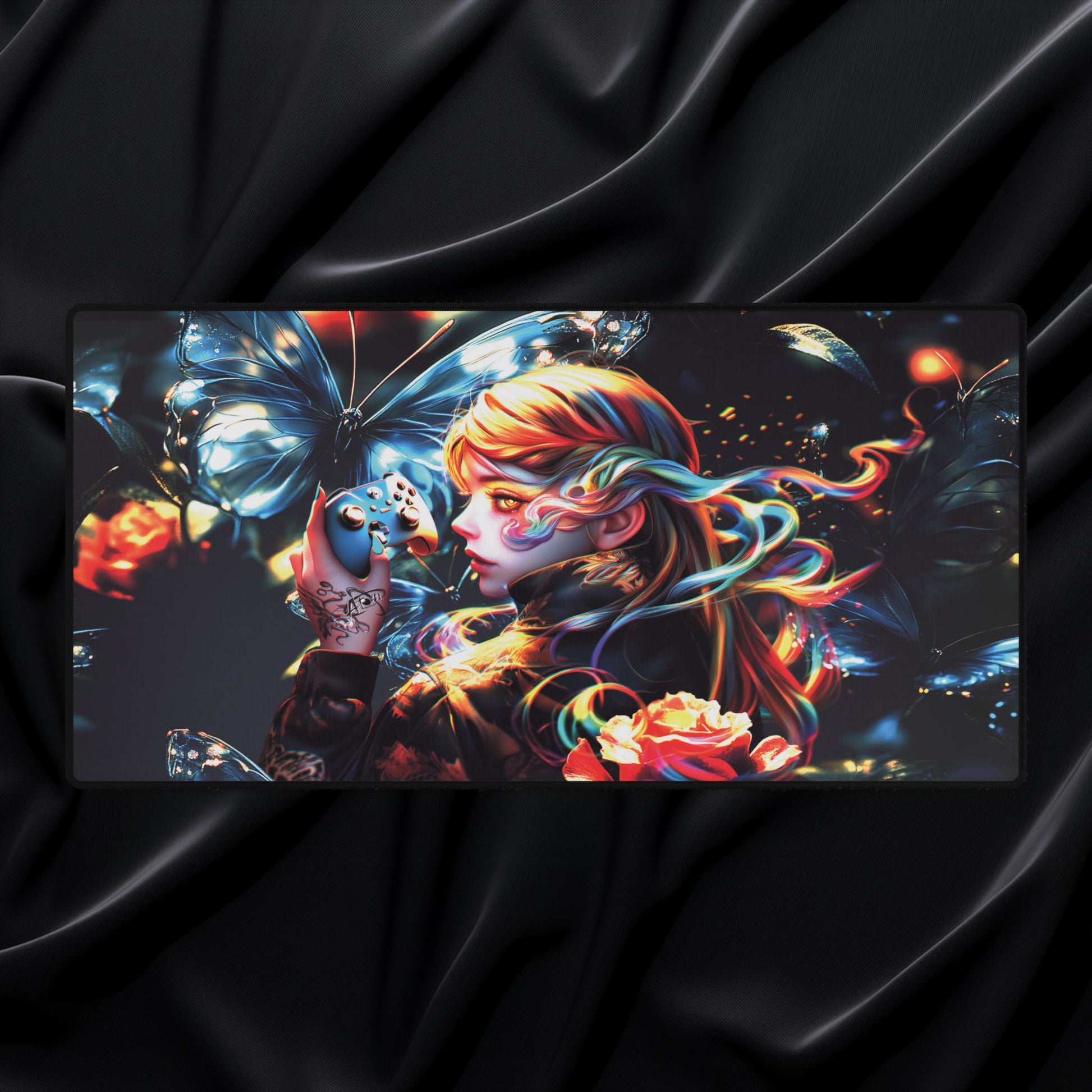 Butterfly Pixels - Gaming Desk Mat - AtomTheopolis