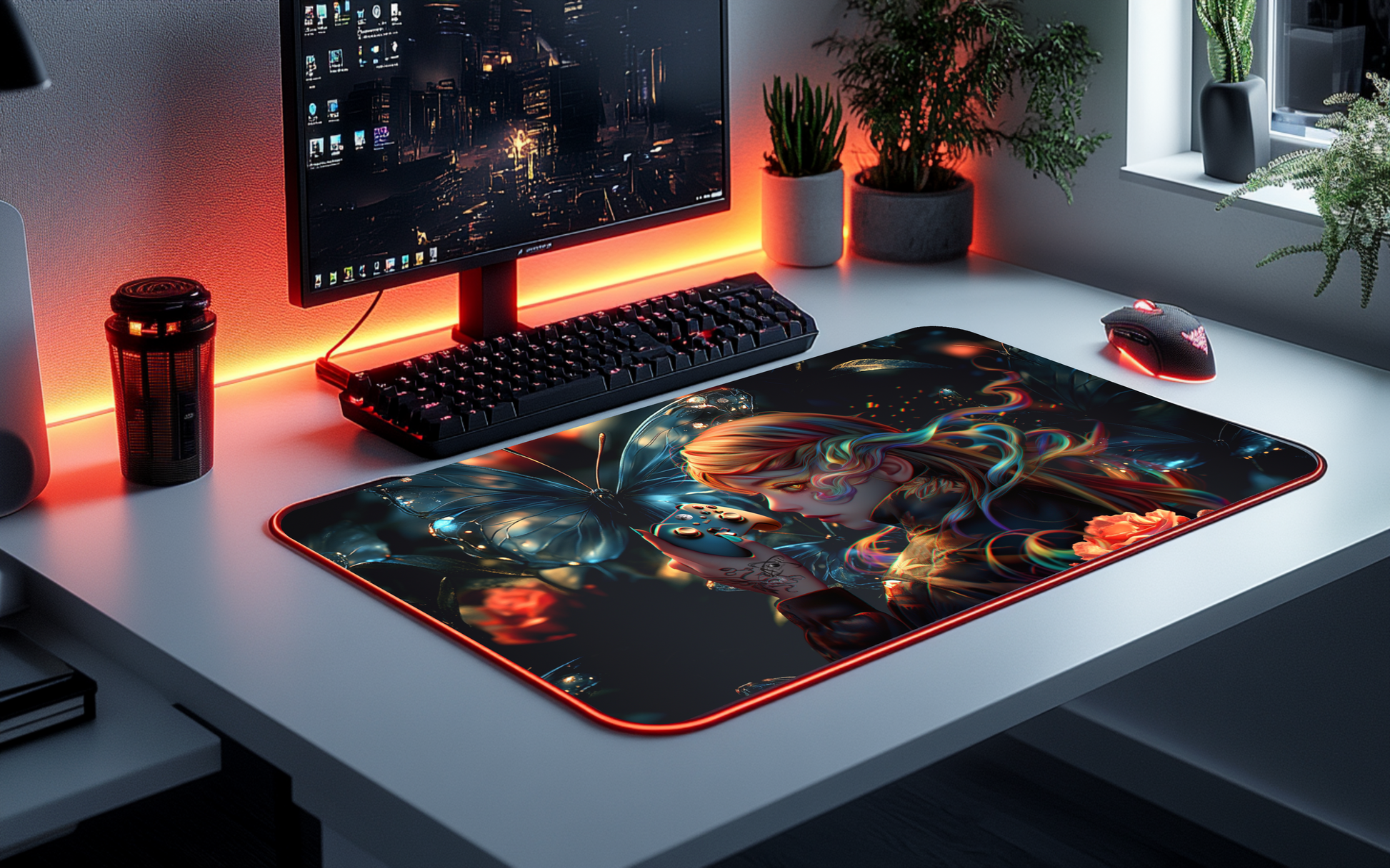 Butterfly Pixels - Gaming Desk Mat - AtomTheopolis