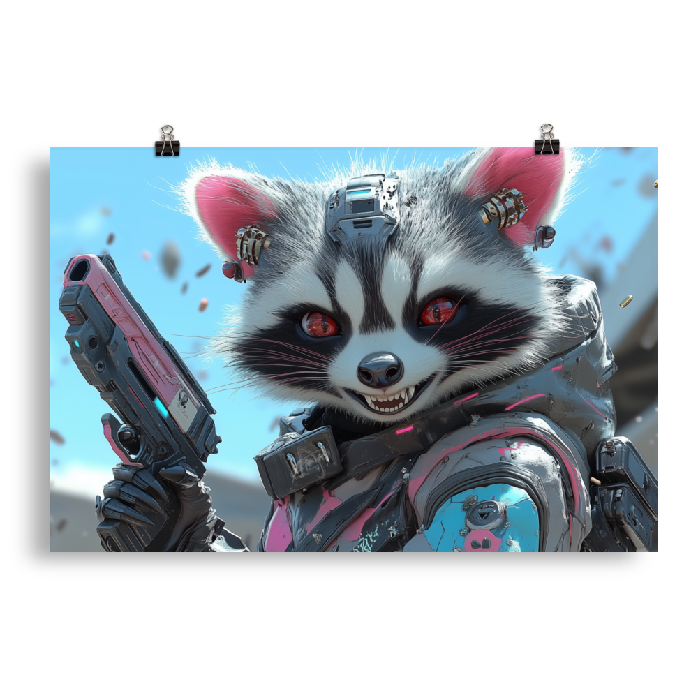 Pink Fury 2 - Cyberpunk Raccoon - AtomTheopolis