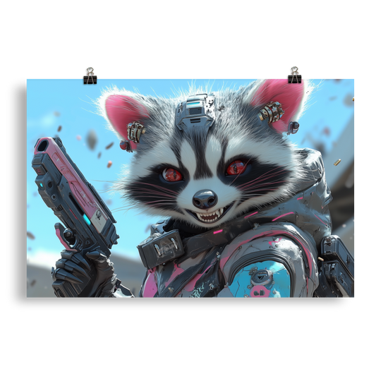 Pink Fury 2 - Cyberpunk Raccoon - AtomTheopolis